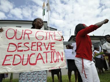 Women hold protests to bring back kidnapped school girls in Nigeria. AFP