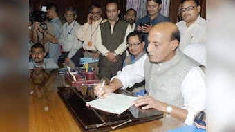 Rajnath takes charge as Home Minister, pays tribute to Sardar Patel