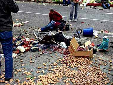 The explosion site in Urumqi, Xinjiang in China. AFP
