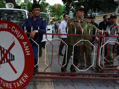 A street leading to the Chinese embassy in Vietnam. AFP