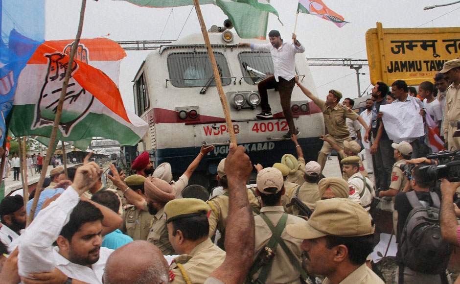 Photos: Protests against rail fare hike across India Photos: Protests against rail fare hike across India