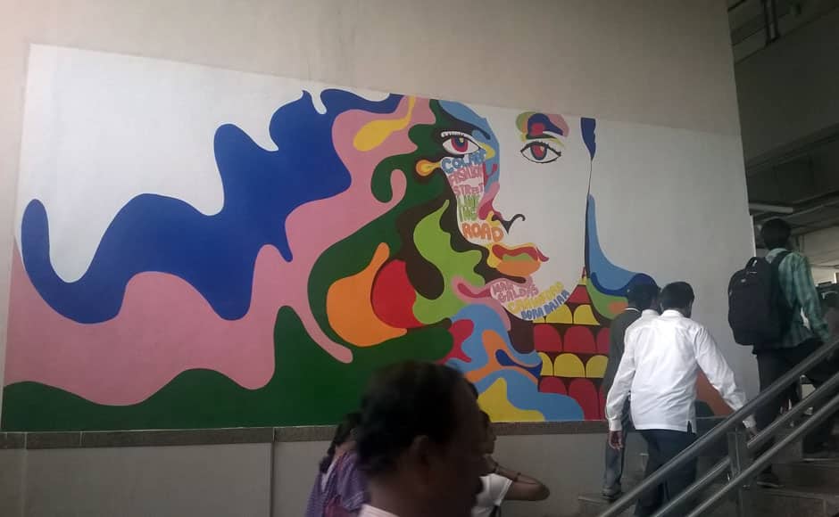 A striking portrait at the entrance to the Ghatkopar Station, gathers very few glances but cannot be ignored.