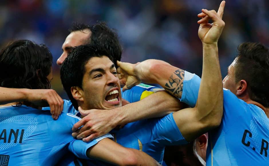 Luis Suarez was lively in the first half and got into a very good position to score the headed goal. It was his 40th goal for Uruguay. Reuters