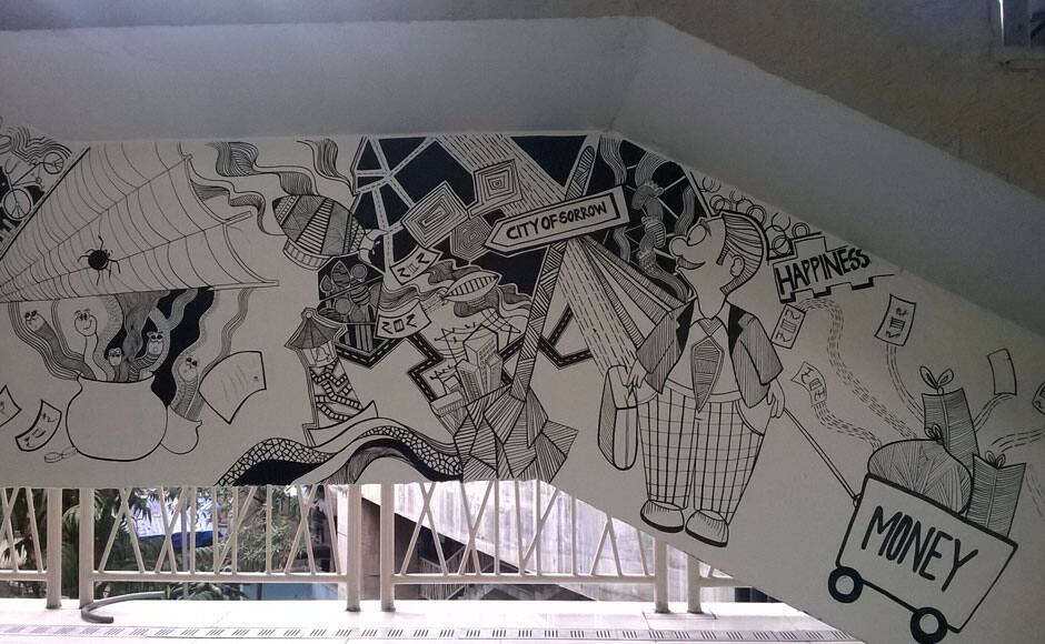 An artistic story of wealth and loss at the Andheri Station