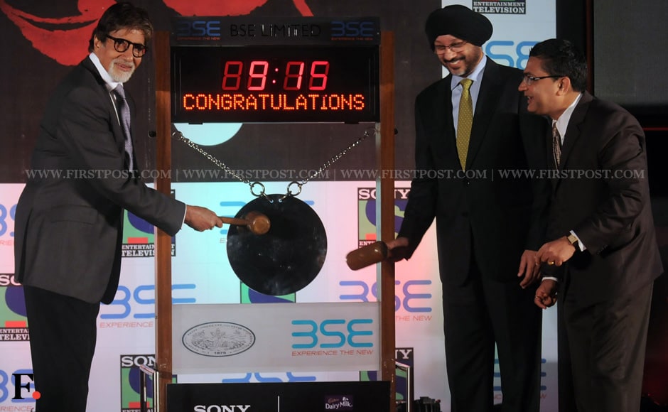 Photos: Big B Rings Ceremonial Bell At BSE, Locks Horns With A Bull