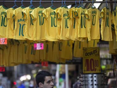 T-shirts that look like Brazil team jerseys are seen in this file photo. AP 