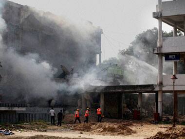 The fire in Chandigarh. PTI