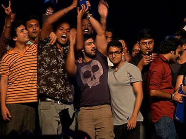 A winning team celebrating the Blue Elephant