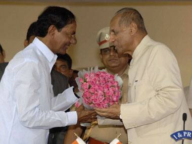K Chandrashekhara Rao with ESL Narasimhan. AFP