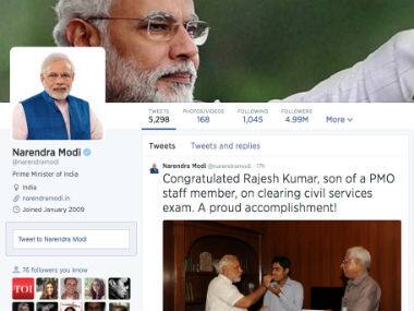 Screenshot of Modi’s Twitter account. 