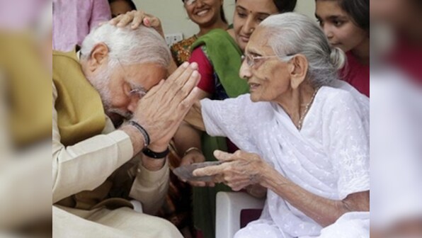 Narendra Modi meets his mother Hiraba before Vijay Rupani's oath ceremony, takes her blessing