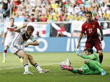 Muller scored a hat-trick vs Portugal. AP
