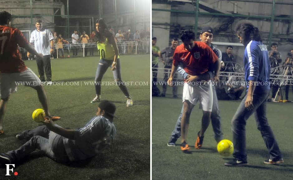 Ranbir Kapoor along with the newbies Arman Jain and Deeksha Seth play a friendly match of football. 