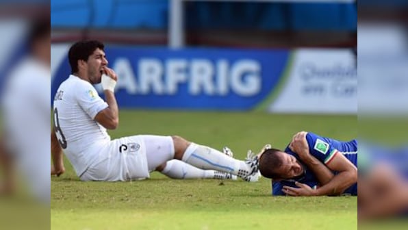Italy defender Giorgio Chiellini 'admires' Uruguay striker Luis Suarez for biting him at 2014 World Cup