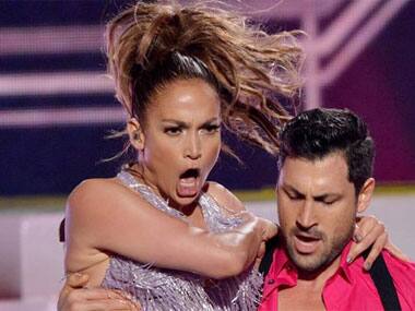 JLO with the Jhalak Dikhlaa Jaa judge. Agencies.