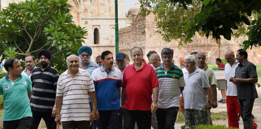 Photos: Finance Minister budgets in a break, goes on Sunday power walk Photos: Finance Minister budgets in a break, goes on Sunday power walk