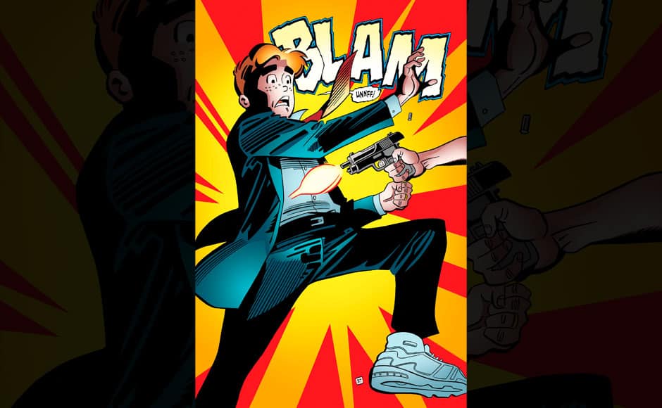 This photo provided by Archie Comics shows Archie in his final moments of life in a scene from the comic book, 