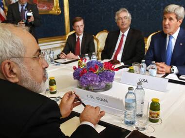 Iran's Foreign Minister Javad Zarif holds a bilateral meeting with US Secretary of State John Kerry over Tehran's nuclear program. Reuters image