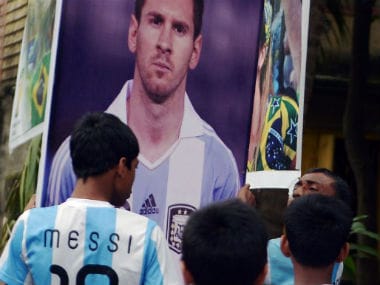 Fans of Argentina player Lionel Messi in Kolkata. AFP