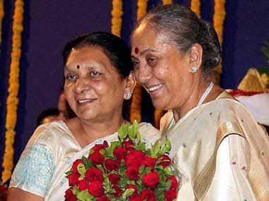 Gujarat CM Anandiben greets Governor Margaret Alva. PTI