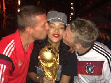 Rihanna with the World Cup. Image from Twitter 