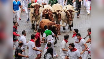 Spine chilling moments as bull gores 2 in Spain's San Fermin festival