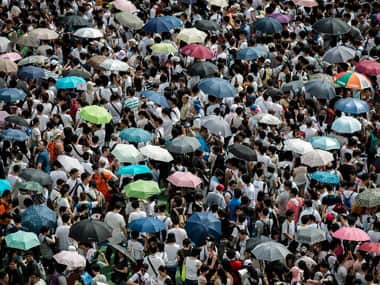 Pro-democracy protesters gather in Hong Kong. AFP image