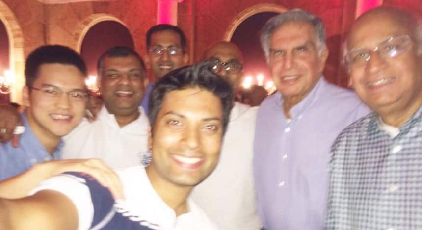 Mother of all selfies. AirAsia India CEO Mittu Chandilya takes a selfie with AirAsia CEO Tony Fernandes and Ratan Tata
