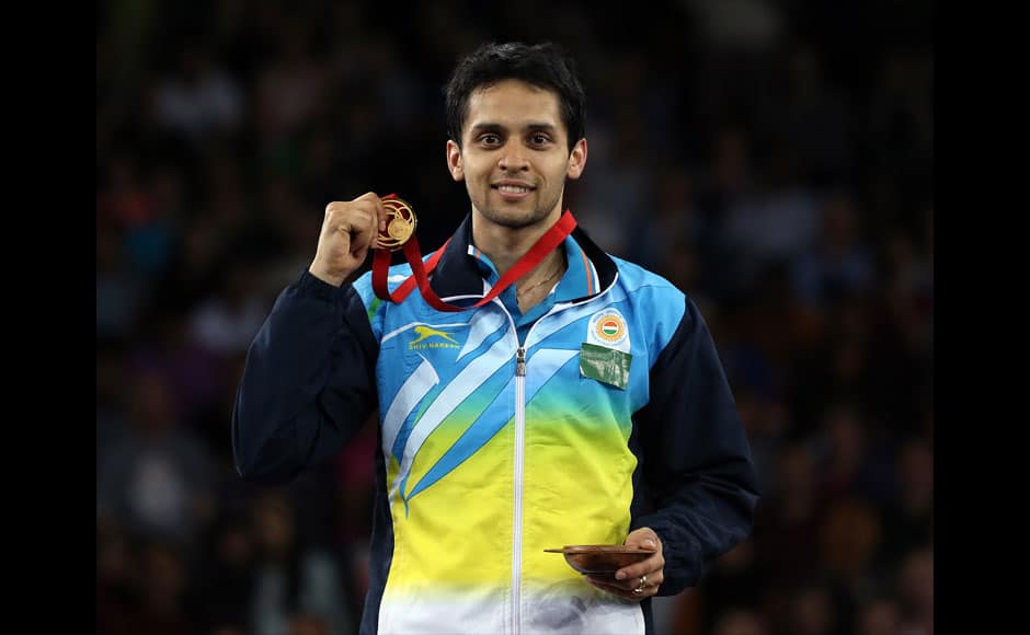India’s Kashyap Parupalli poses with his gold medal after his victory over Singapore’s Derek Wong at the end of their men’s single’s Badminton match at the Emirates Arena during the Commonwealth Games Glasgow 2014, in Glasgow, Scotland, Sunday, Aug. 3, 2014. AP 