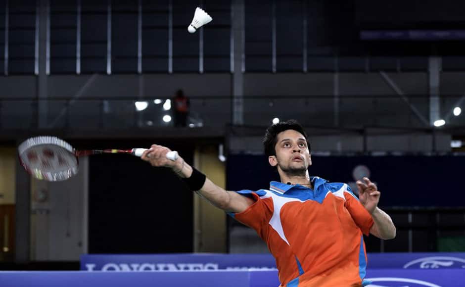India’s Kashyap Parupalli hits a return against Singapore’s Derek Wong during the men’s singles badminton gold medal final match at the Emirates Arena during the 2014 Commonwealth Games in Glasgow, Scotland, on August 3, 2014. AFP