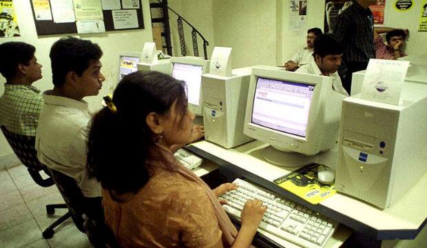 A cyber cafe in India. AFP 