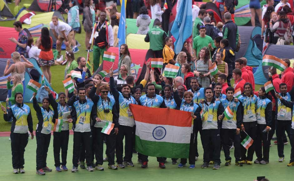 The Indian contingent during the closing ceremony at the Commonwealth Games 2014. PTI