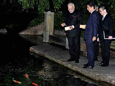 PM Modi gifts Abe books on Vivekananda, copy of Bhagawad Gita PM Modi gifts Abe books on Vivekananda, copy of Bhagawad Gita