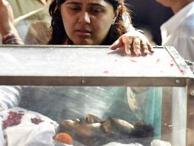 Pankaja Munde at her father’s funeral. PTI 