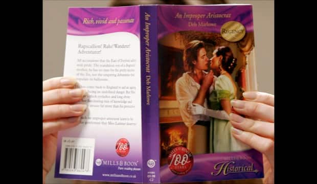 A Mills and Boon book cover is seen. 