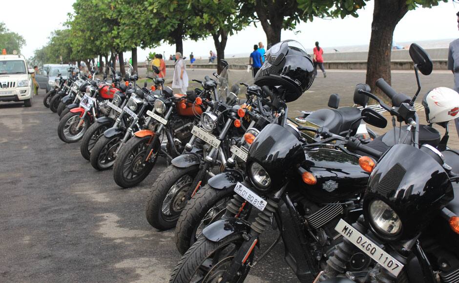 'Save The Girl Child Ride' - Harley bikes at Nariman Point. Firstpost