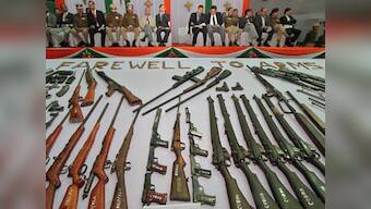 Cache of arms seized from militant hideout in Kashmir during raid