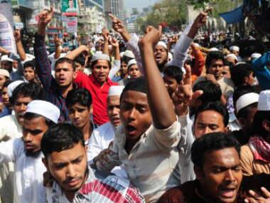 File photo of the protests in Bangladesh against the death sentence. AFP 