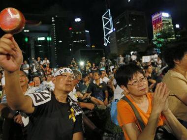 Pro-democracy activists in Hong Kong. AP image