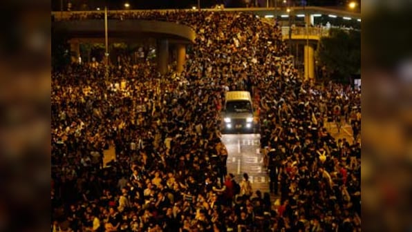 Watch: Aerial drone captures sheer size of the Hong Kong protests
