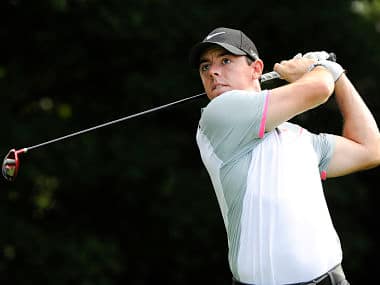 Rory Mcilroy in action during the Tour Championship golf tournament. AP 