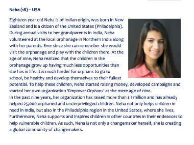 Screenshot from Children's Peace Prize website.