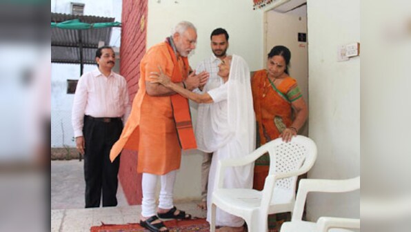 Modi and his camera-friendly mother: Now you see her, now you don’t