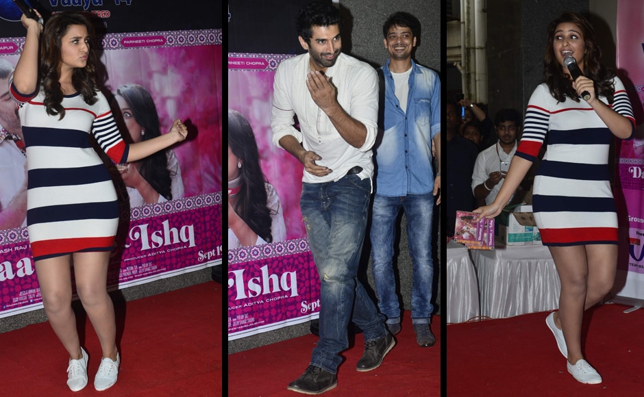 Adorable duo: Soon to be released 'Daawat-e-Ishq' lead actors Parineeti Chopra and Aditya Roy Kapoor promoted their movie at NMIS College fest on Friday in Mumbai. Firstpost Adorable duo: Soon to be released 'Daawat-e-Ishq' lead actors Parineeti Chopra and Aditya Roy Kapoor promoted their movie at NMIS College fest on Friday in Mumbai. Firstpost