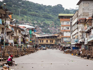 A deserted street during lockdown in Sierra Leone. AP