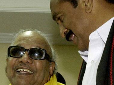 DMK chief M Karunanidhi and MDMK chief Vaiko. AFP