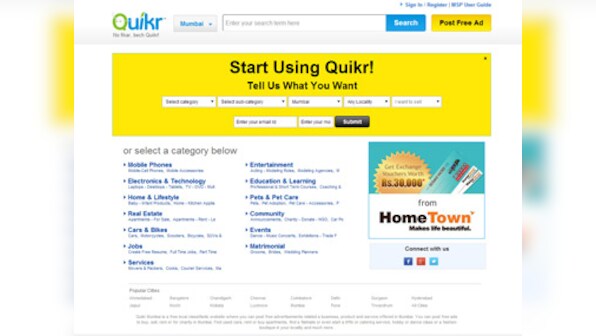 Online classifieds Quikr raises another $60 mn in funding