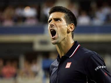 Novak Djokovic, of Serbia, reacts during a match against Andy Murray. AP