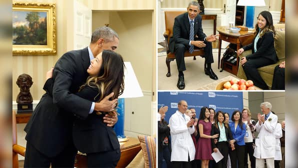 Photos: President Obama hugs Nina Pham, the nurse who beat Ebola