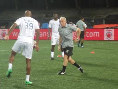 Nicolas Anelka trains for Mumbai City FC.